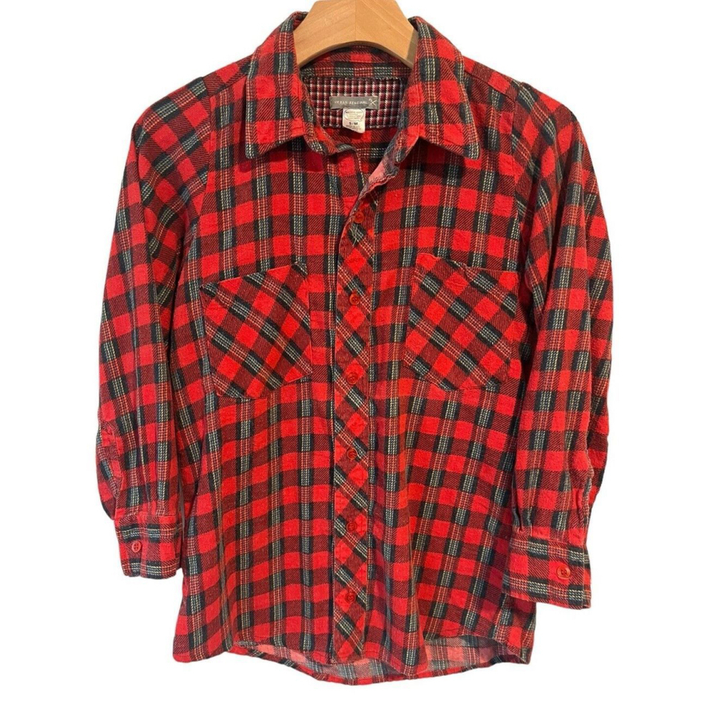 Urban Renewal Plaid Flannel Shirt Womens Small Red Long Sleeve